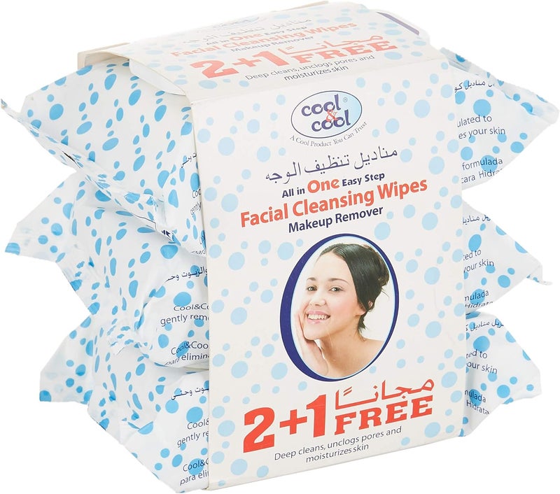Cool & Cool Makeup Remover Facial Cleansing Wipes - Pack of 3 - Image 1